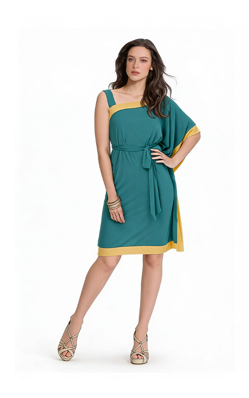 Kleid mit asymmetrischer Schulterpartie