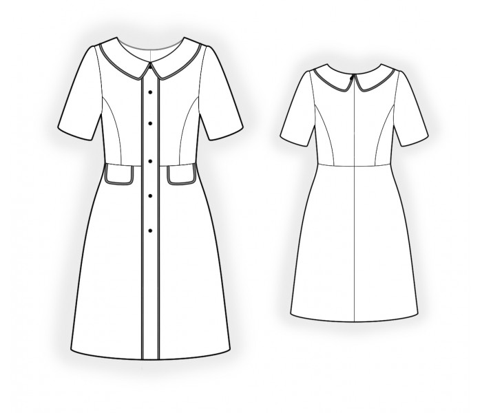 Schnittmuster Kleid mit Bubikragen