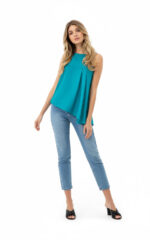 Ärmellose Bluse mit Falten