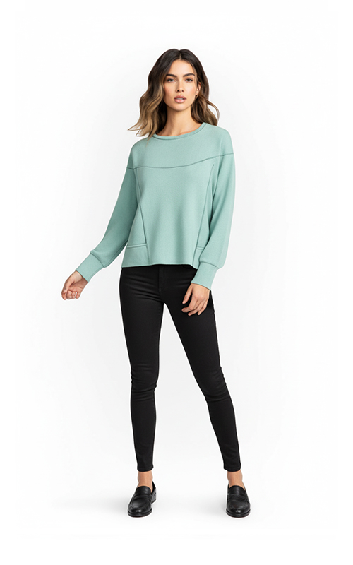 Longsleeve mit schrägem Saum