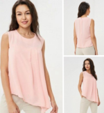 4698 - Ärmellose Bluse mit Falten