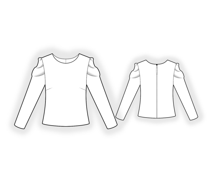 Bluse mit Falten am Ärmelkopf