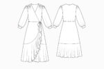 Wickelkleid mit Volants Schnittmuster (technische Zeichnung) Schnittmuster